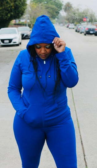 Royal Blue 2 Piece Curvy Plus Sweatsuit Set The HauteGurl Boutique