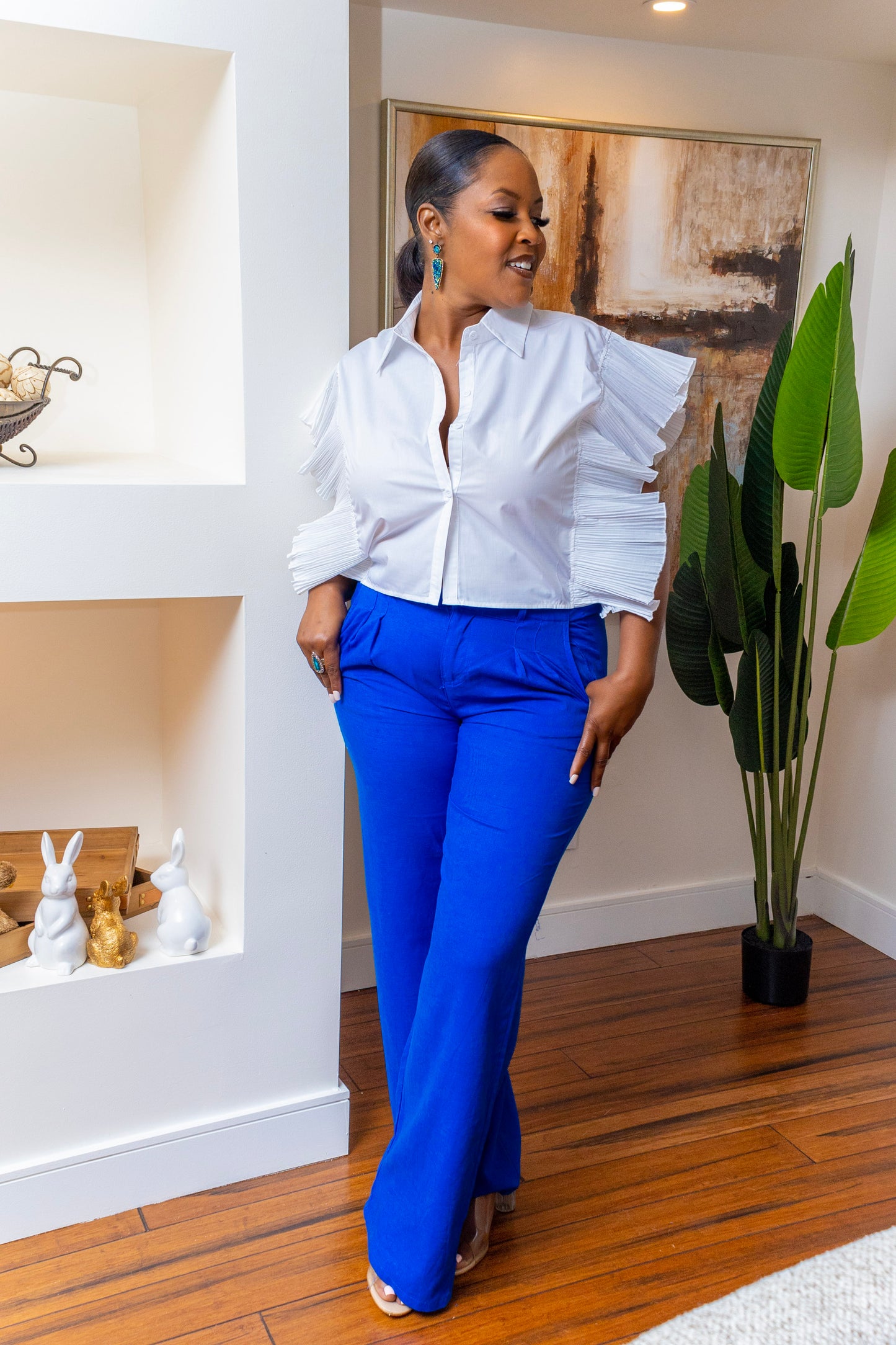 Gimme The Blues - Linen Straight Leg Pants