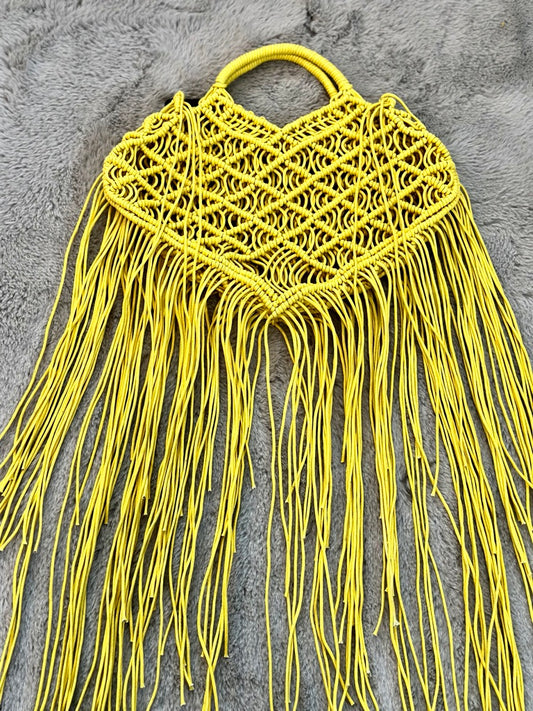 Boho Fringe & Frills Handbag - Lemon