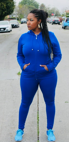 Royal Blue 2 Piece Curvy Plus Sweatsuit Set