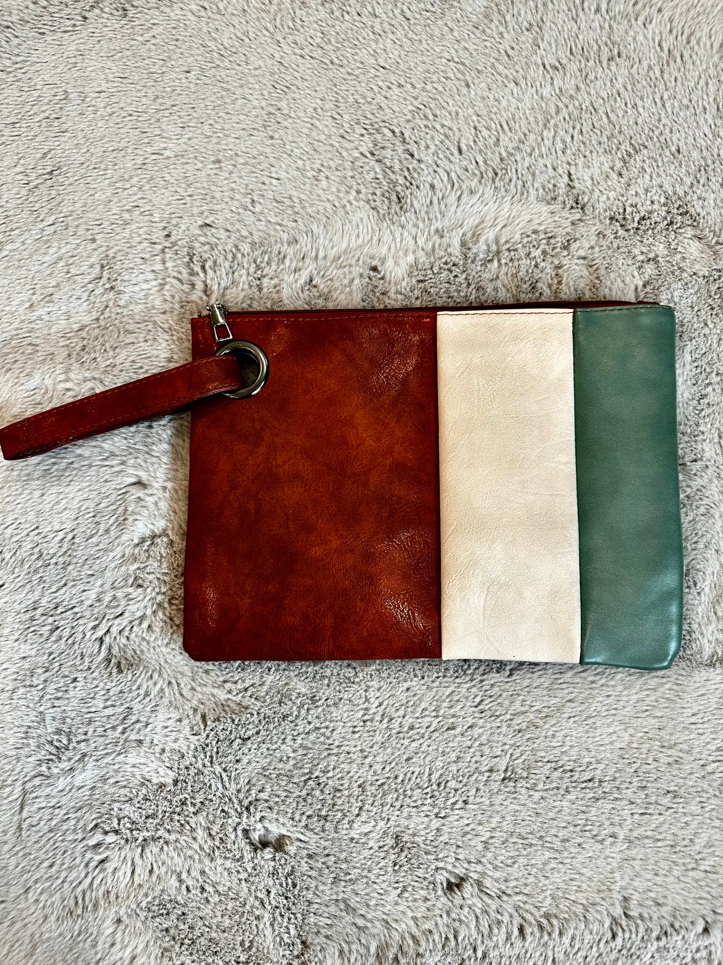 Faux Leather Colorblock Clutch