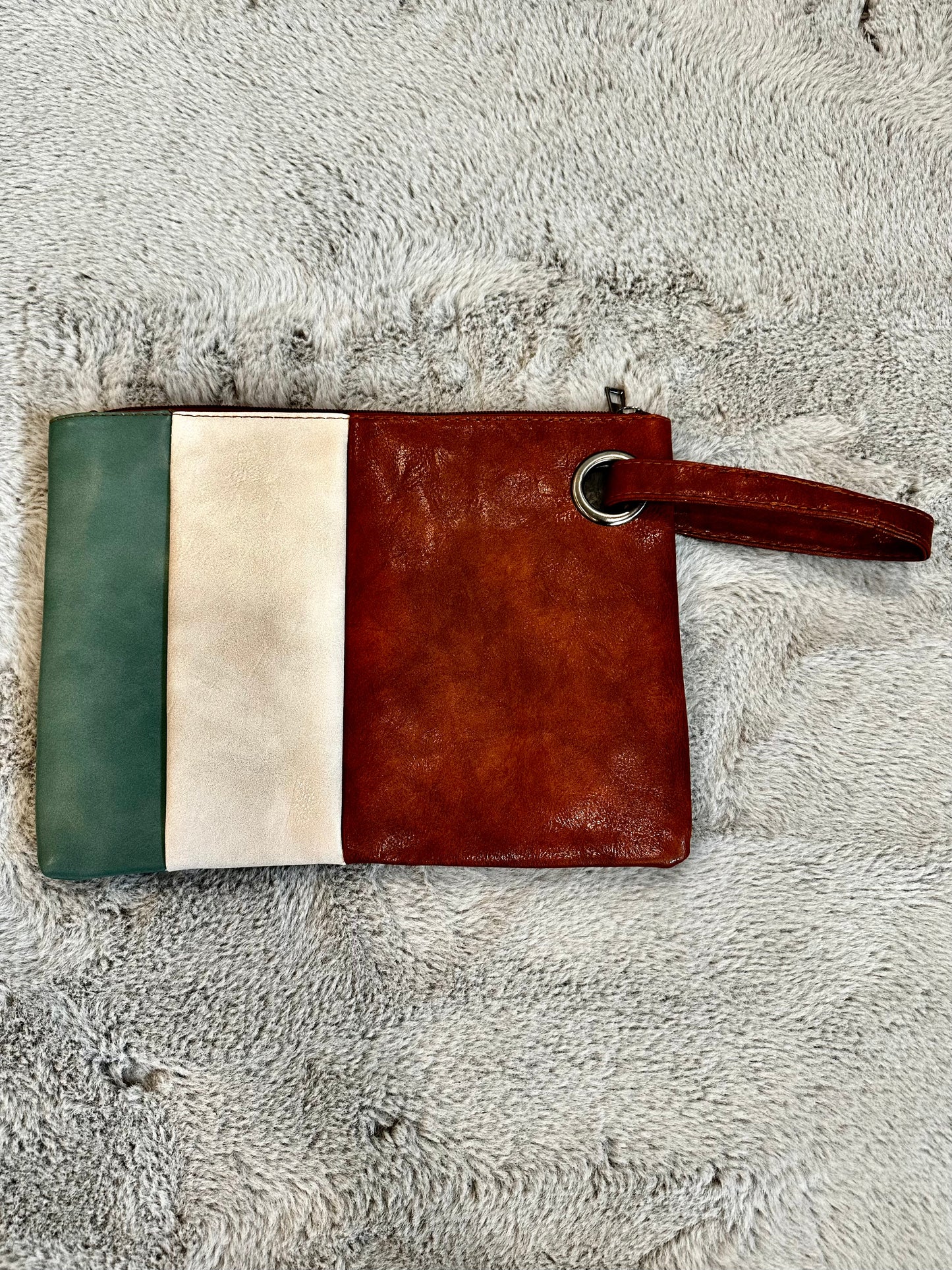 Faux Leather Colorblock Clutch