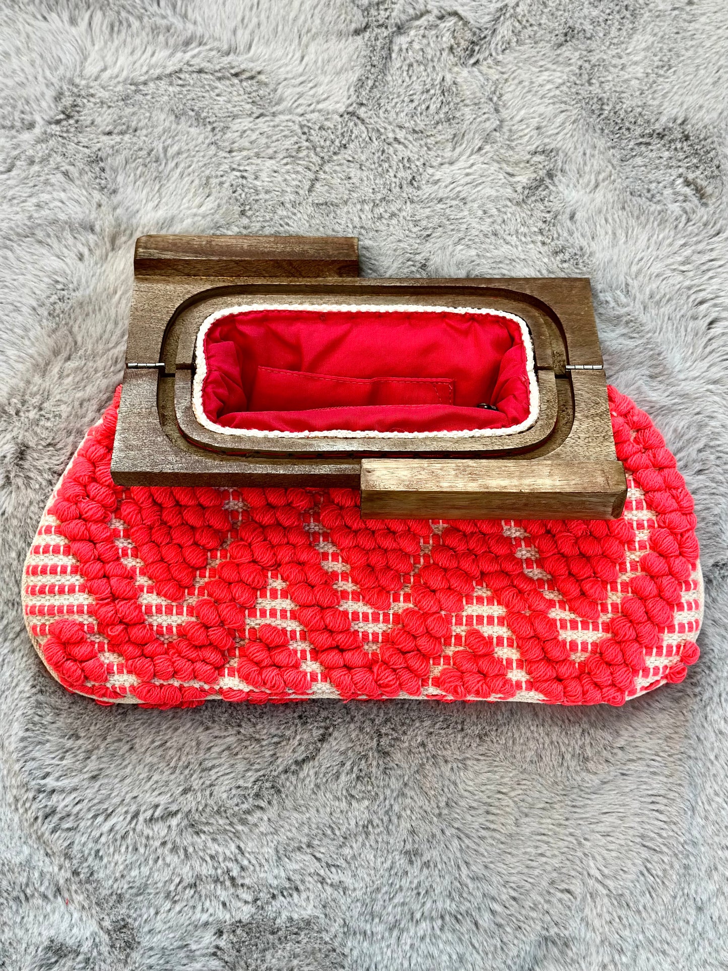 Boho Threads Cushion Clutch - Coral