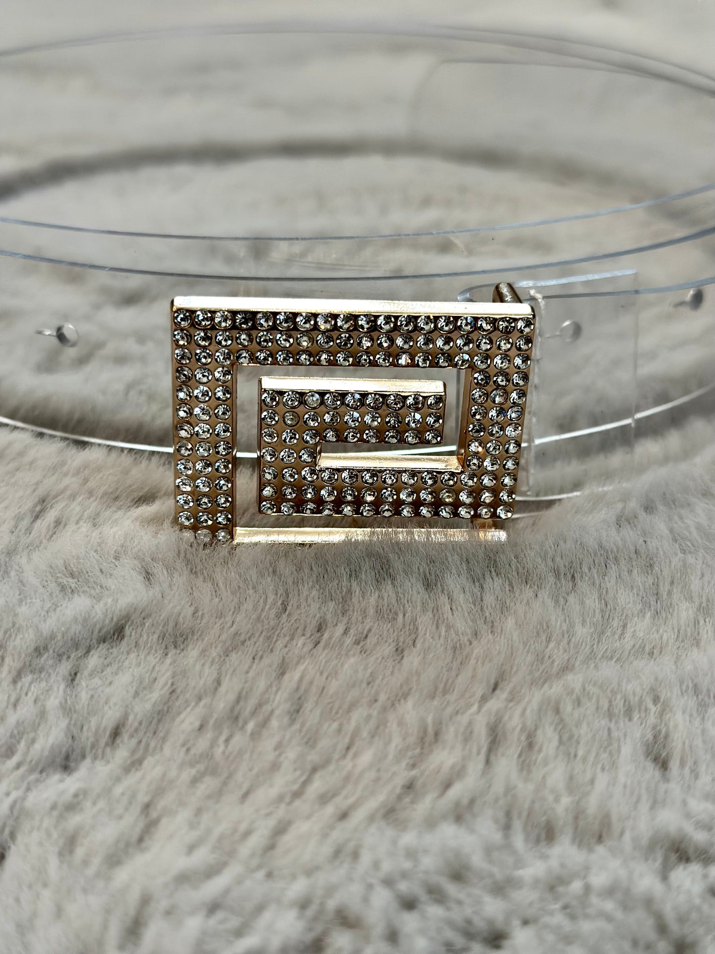 A-Maze-ing Rhinestone Buckle Clear Belt - Plus Size