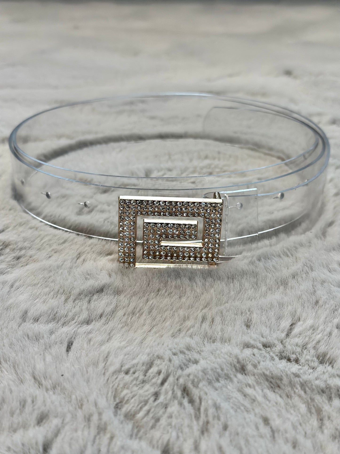 A-Maze-ing Rhinestone Buckle Clear Belt - Plus Size