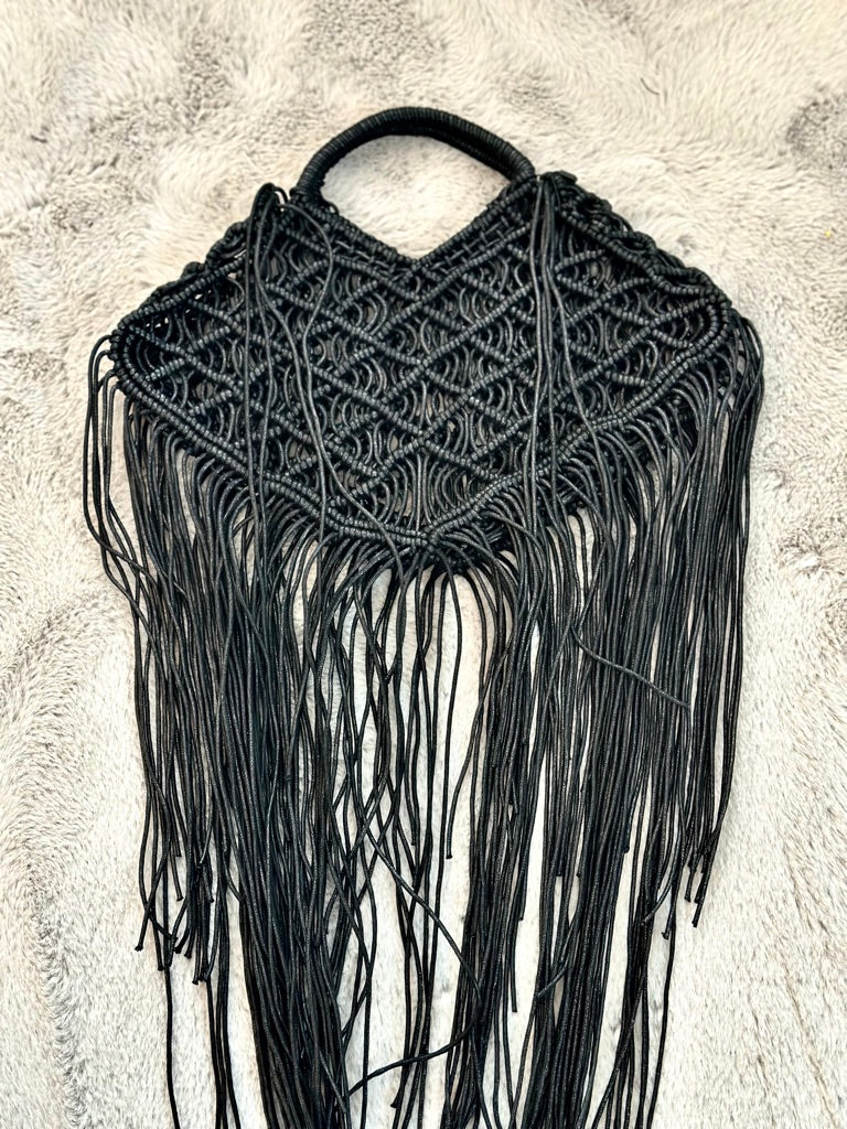 Boho Fringe & Frills Handbag - Black