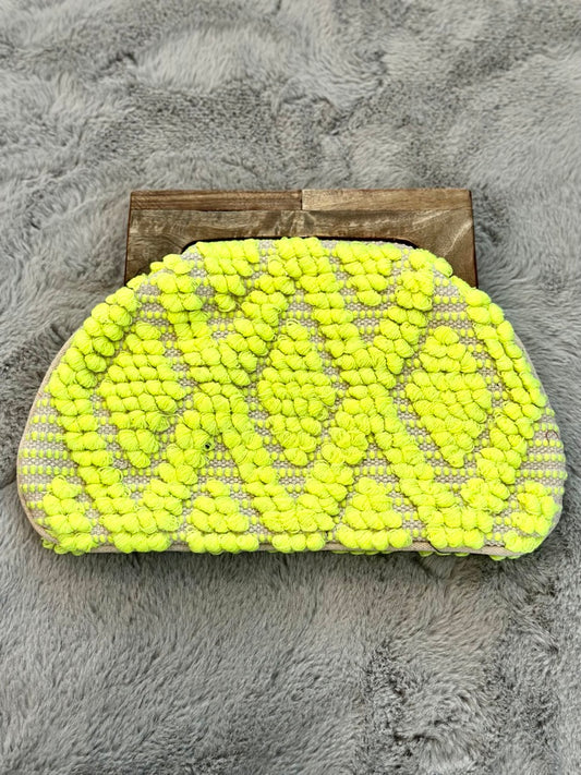 Boho Threads Cushion Clutch - Chartreuse