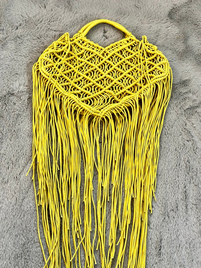 Boho Fringe & Frills Handbag - Lemon