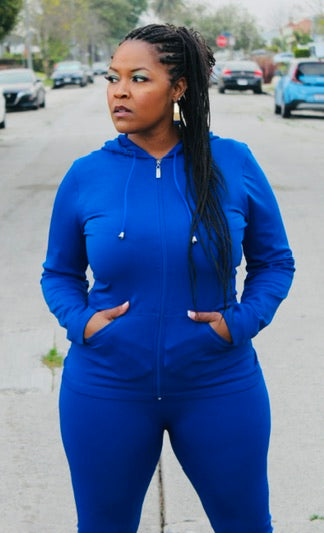 Royal Blue 2-Piece Curvy~Plus Sweatsuit Set